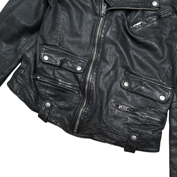 Lucky Brand Black Label Titan Slim Leather Moto Brando Jacket Black Mens Large - Picture 4 of 12